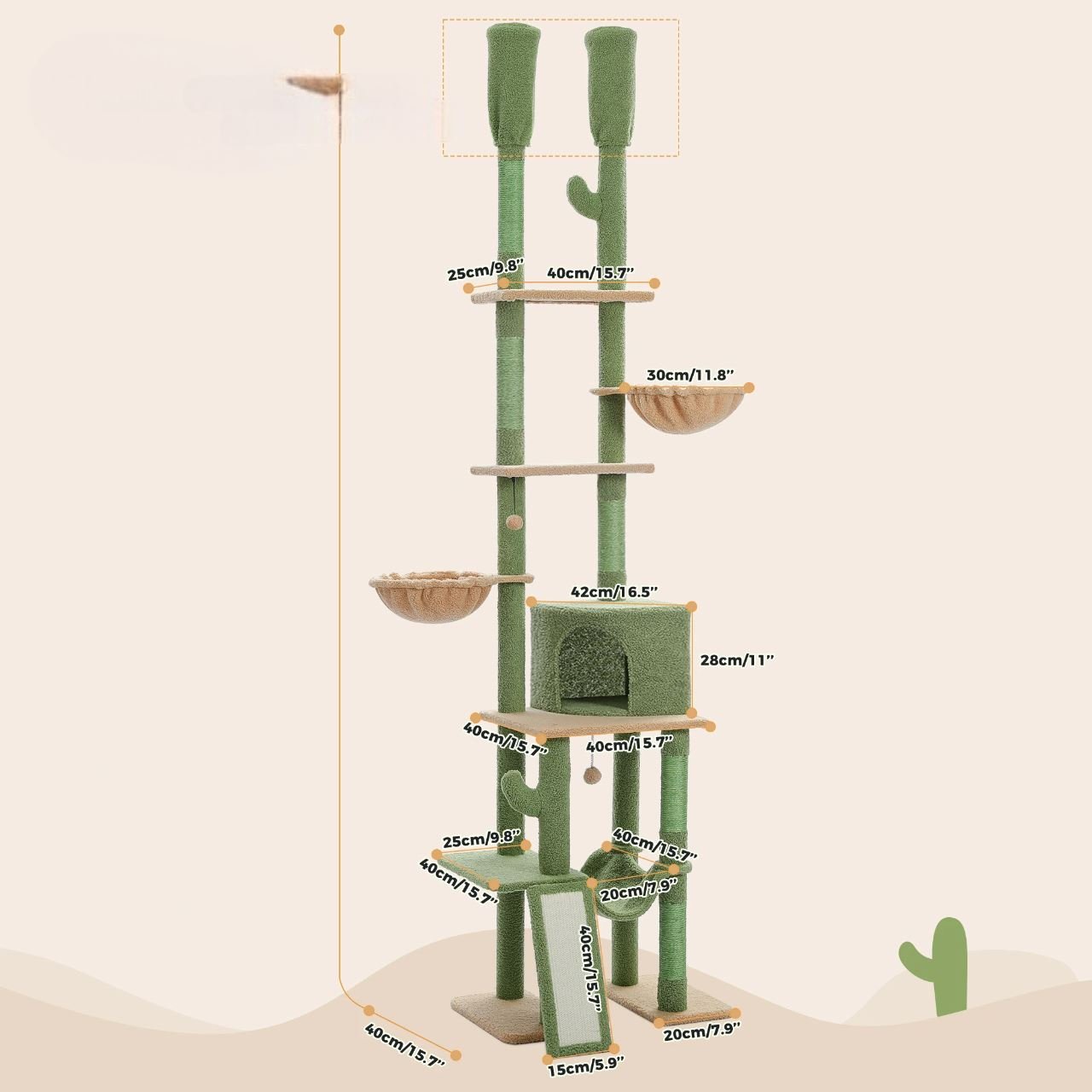 Arbre a Chat - QuantumCatTree™ - Cactus - Chat Bouge