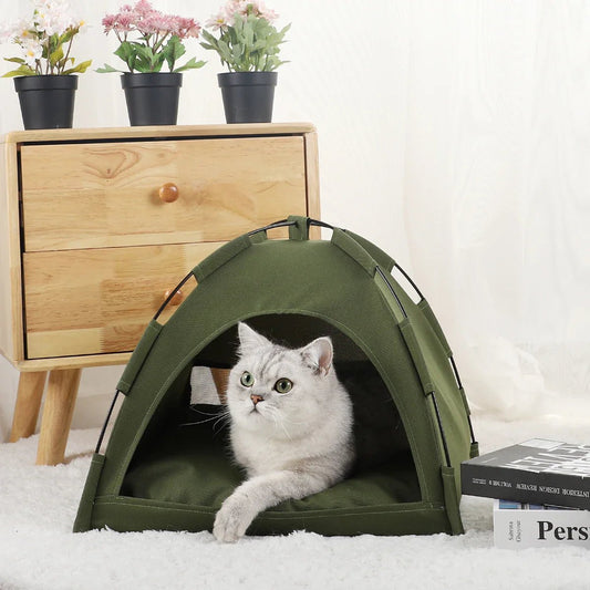 Tente Chat - CatTentBed™ - Vert Militaire - Chat Bouge